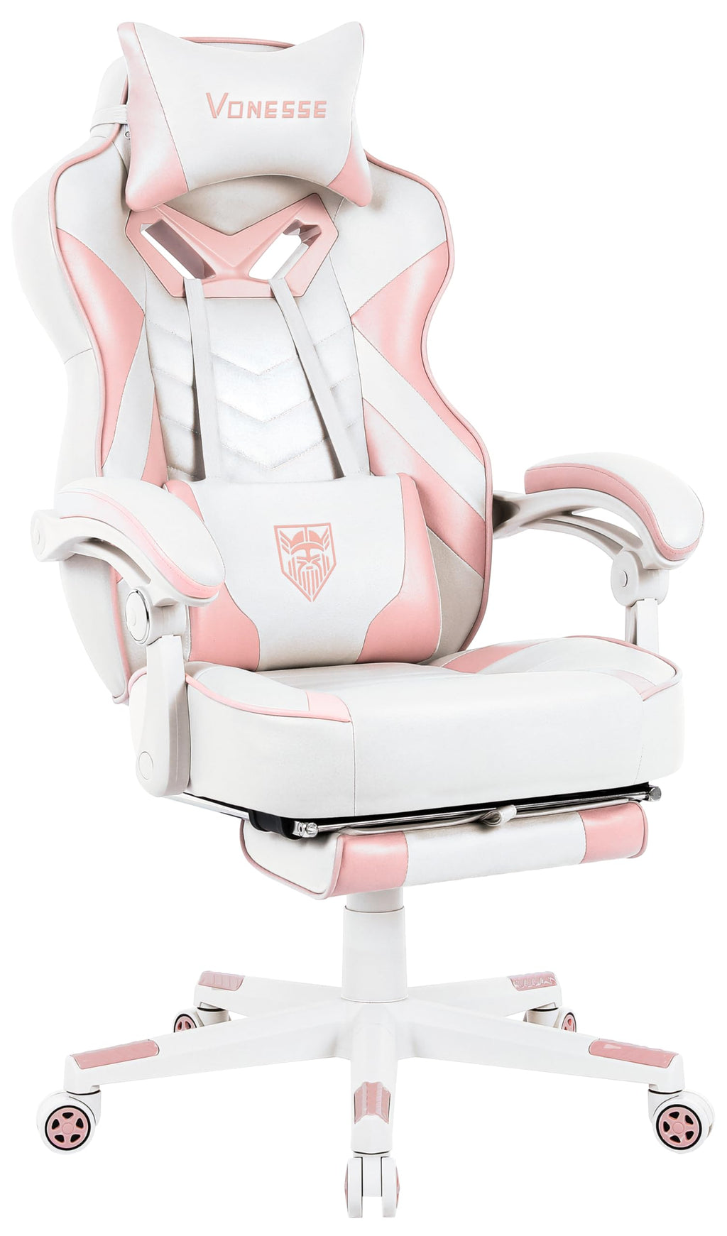 Pink Gaming Chair, Big and Tall Gaming Chair with Footrest and Massage, Gaming Chairs for Adults with Lumbar Support