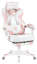 Pink Gaming Chair, Big and Tall Gaming Chair with Footrest and Massage, Gaming Chairs for Adults with Lumbar Support