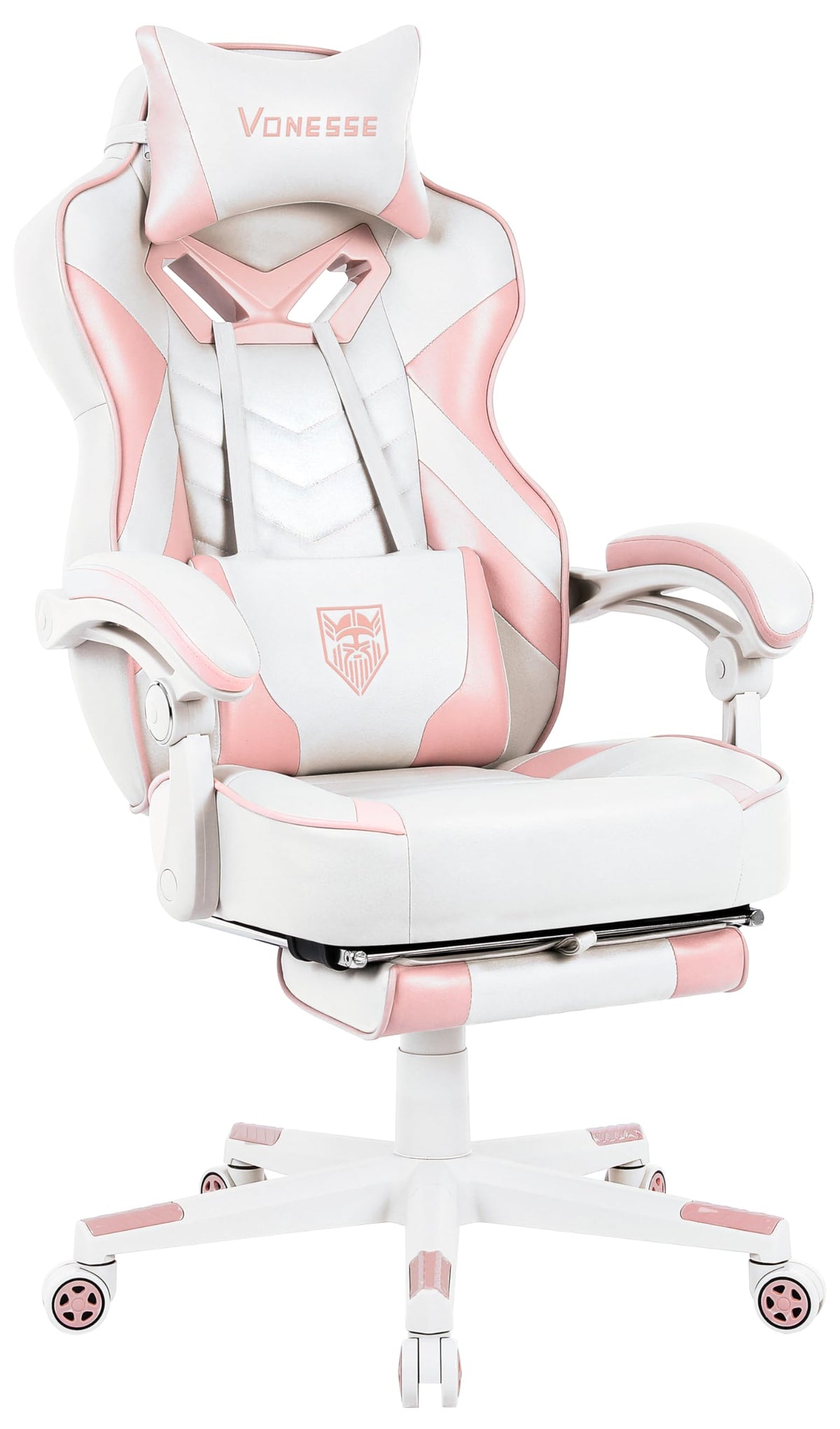 Pink Gaming Chair, Big and Tall Gaming Chair with Footrest and Massage, Gaming Chairs for Adults with Lumbar Support