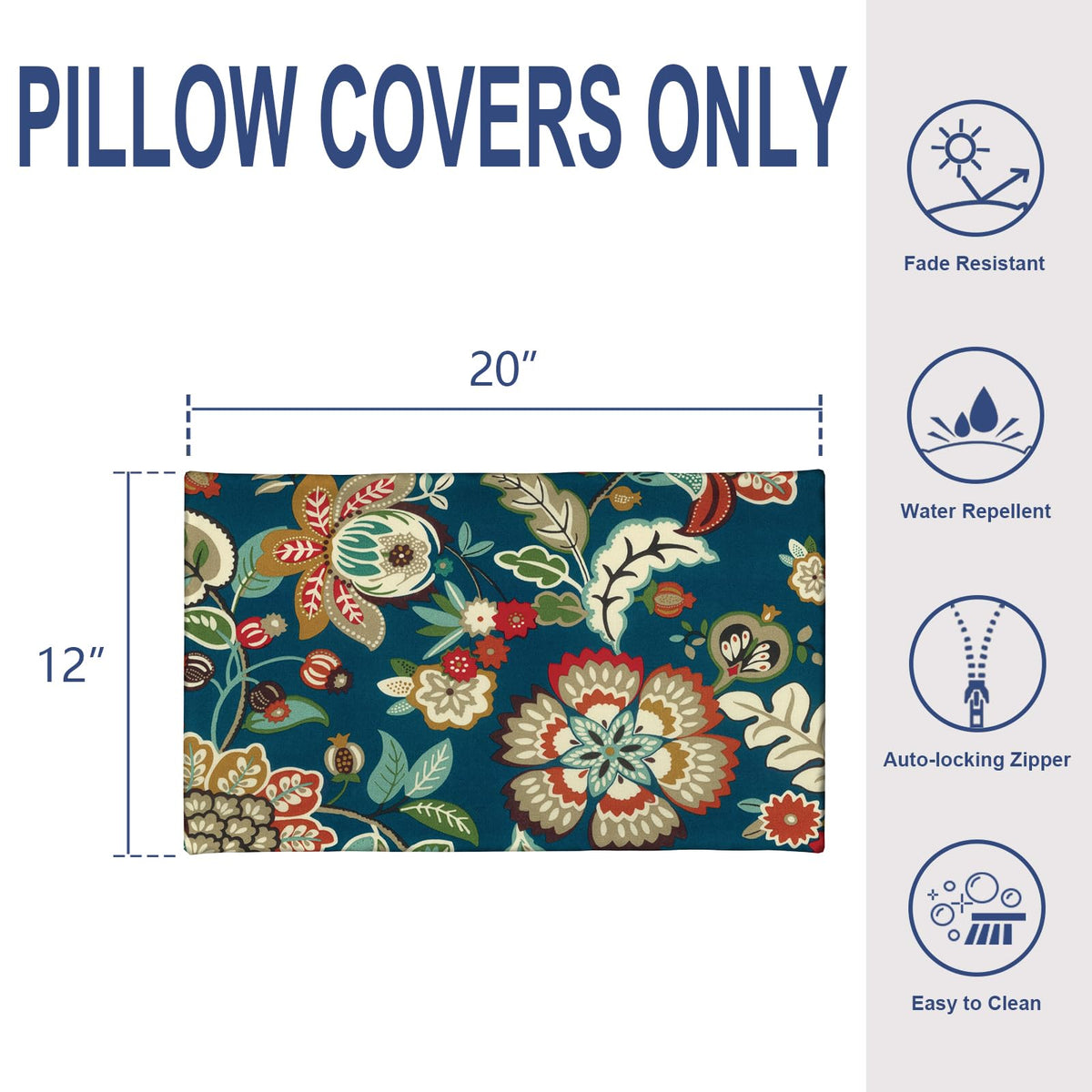 Pack of 2 Outdoor Lumbar Pillow Covers, All Weather Cushion Pillow Cases 12x20 Inch, Pillowcase Couch Decoration