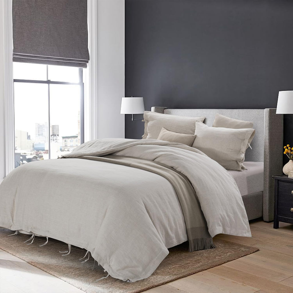 100% Stone Washed Linen Duvet Cover Set 3 Pieces, 104 inches x 92 inches, Pillow Shams 20 inches x 36
