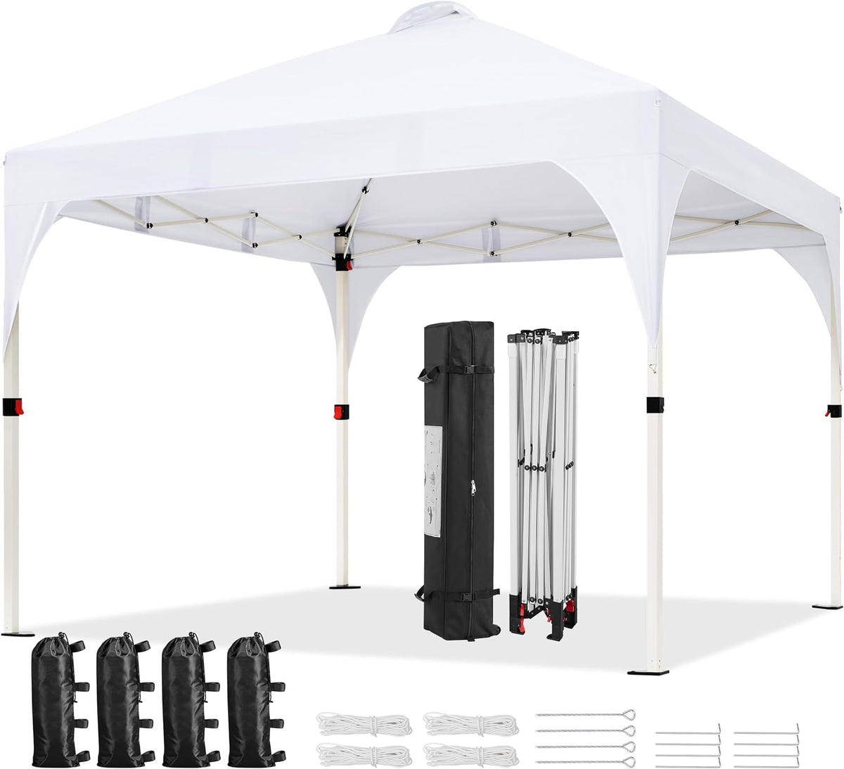 10x10 Pop Up Canopy Tent, Easy Set-Up Commercial Gazebo - White