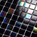 11.5 sq.ft Iridescent Black Glass Mosaic Tile for Bath, Pool, Backsplash