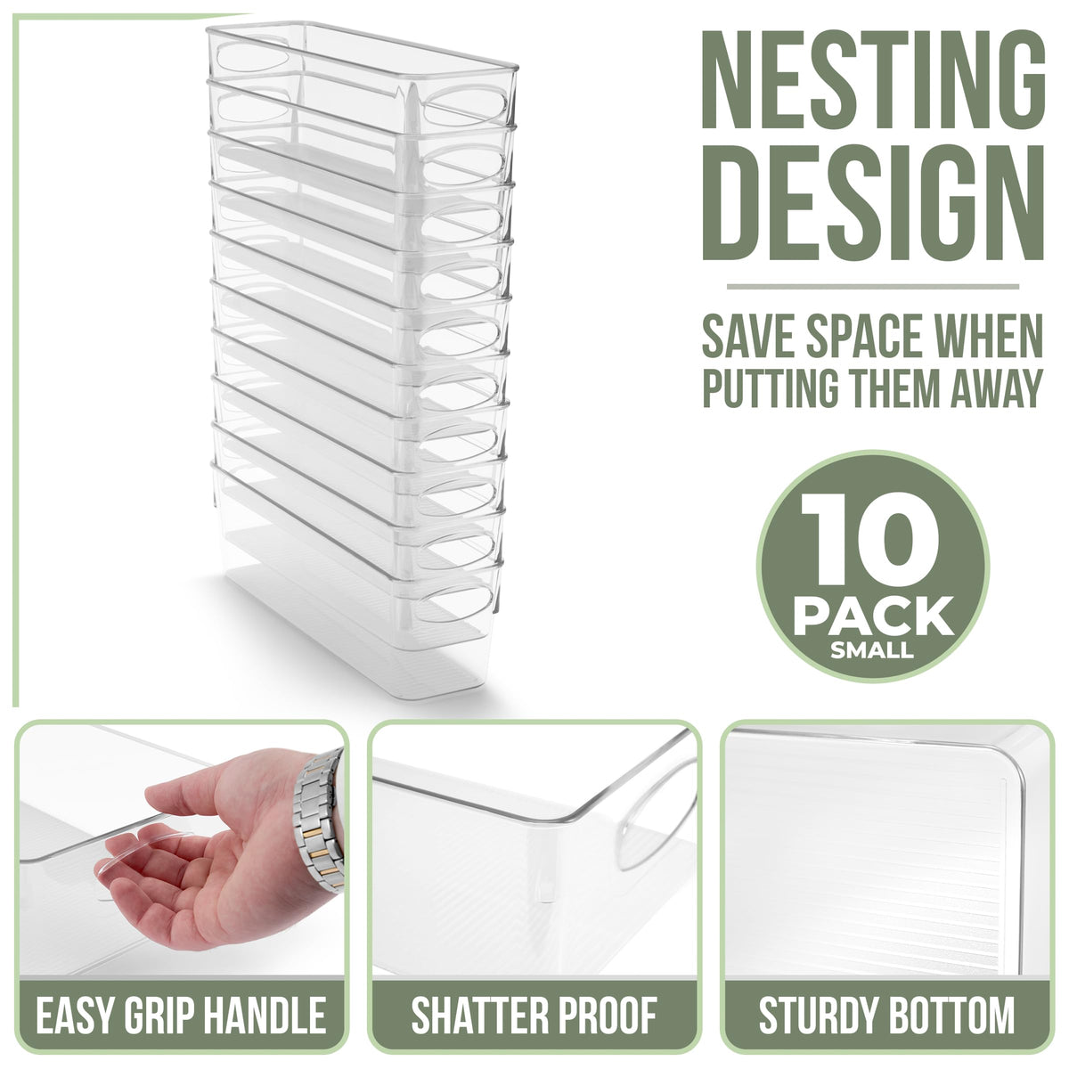 Fridge Organizers and Storage, Clear Bins (Small, 10 Pack)