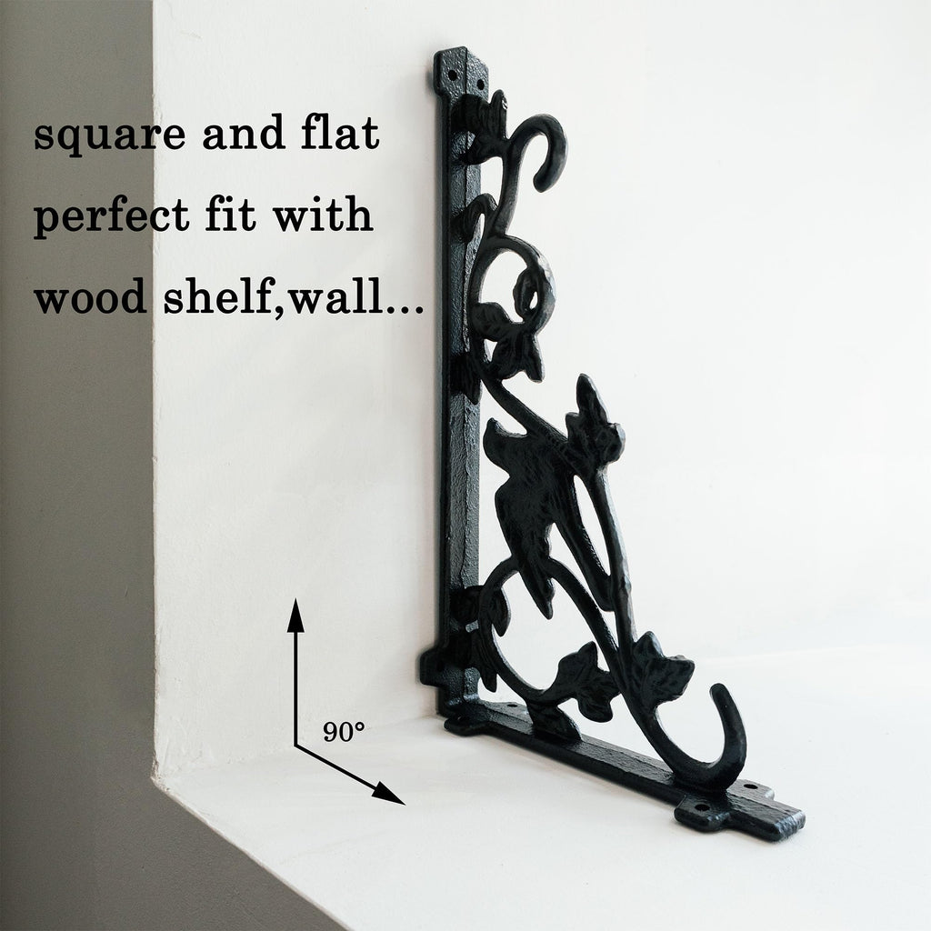12 Inch Decorative Bird Shelf Brackets,2 Pack Cast Iron Shelf Supply,12''*6.5'' Antique Black Corbel,Screws Anchor