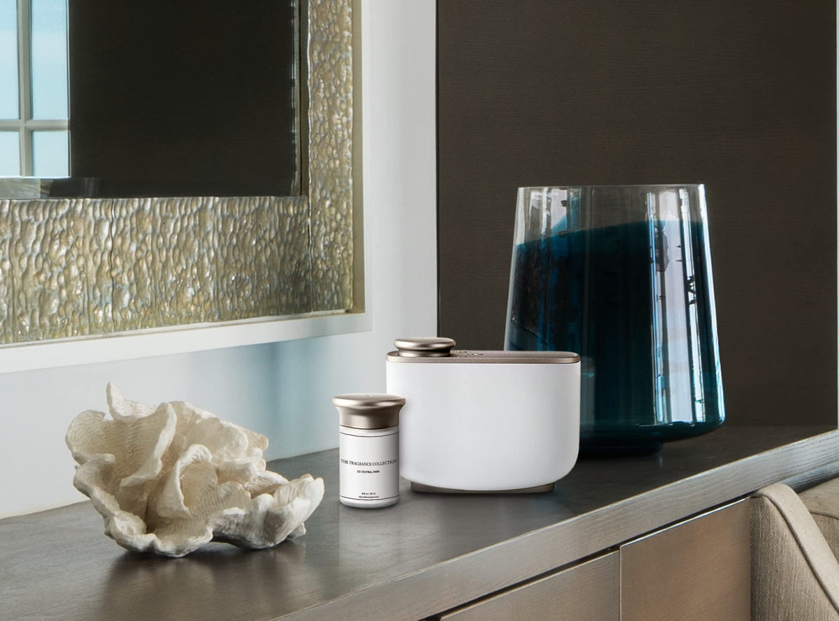 Room Diffuser Set - Scent Machine and 50 Central Park Scent Capsule - Notes of Elderflower, Black Tea, and Ripe