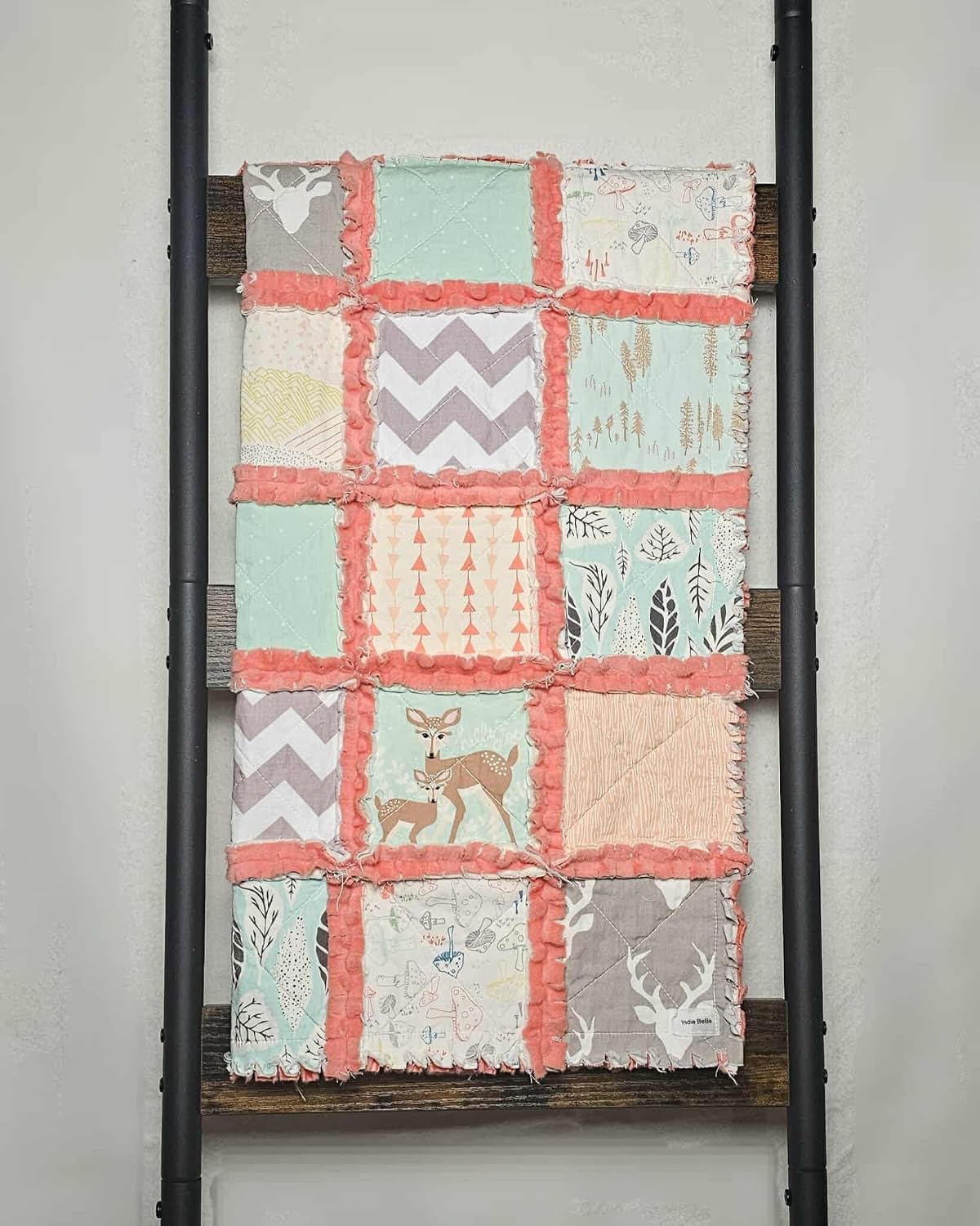 Quilt, Woodland Animals, Baby Shower Gift, Baby Quilt, Security Blanket, Crib Quilt, Baby Lovey, Rag Quilt, Gender