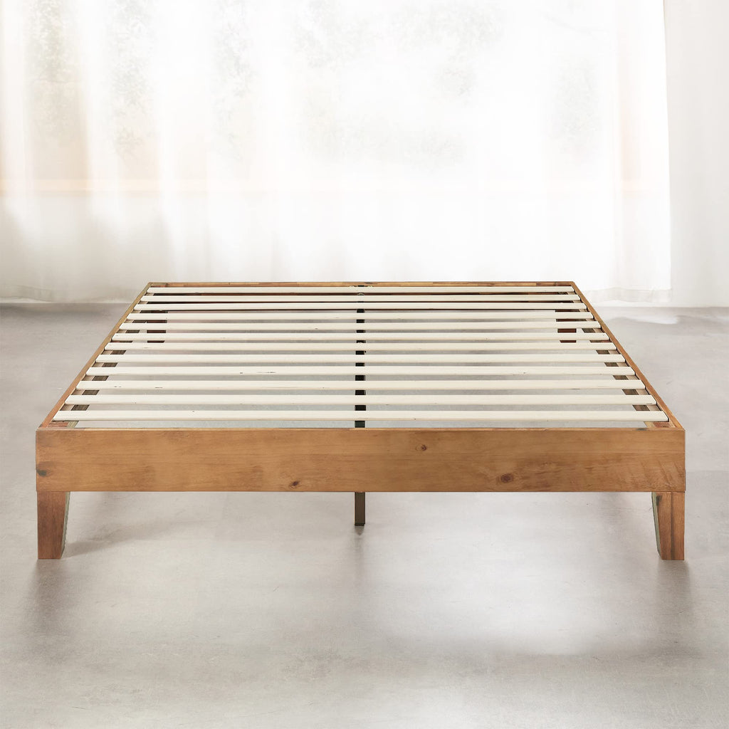 Naturalista Grand - 12 Inch Solid Wood Platform Bed with Wooden Slats - No Box Spring Needed - King (Natural Pine)