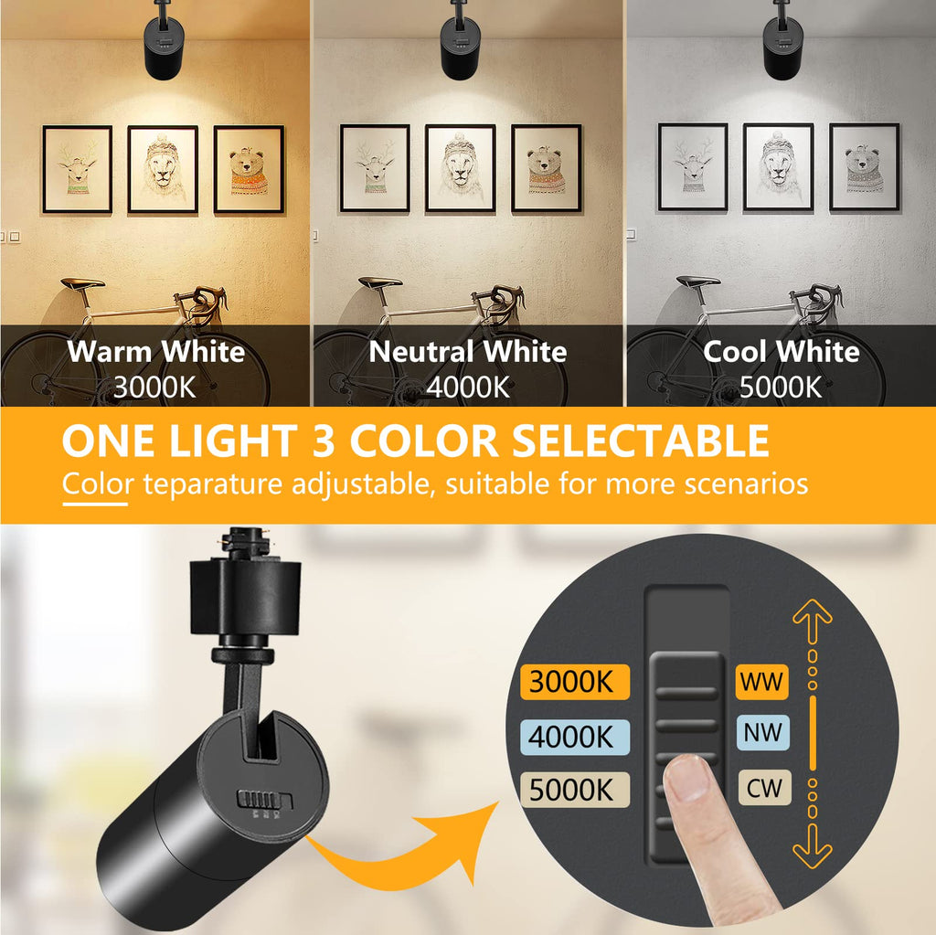 10W H Track Lighting Heads Dimmable, Black, Pack of 4