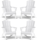 Lightweight Folding Adirondack Chair Set of 4, HDPE, White | Portable HDPE Patio Chair - 350lbs,Durable All-Weather