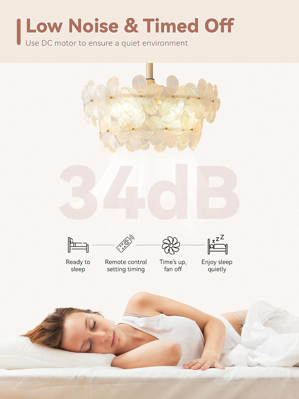 20" Gold Crystal Ceiling Fan with Light & Remote