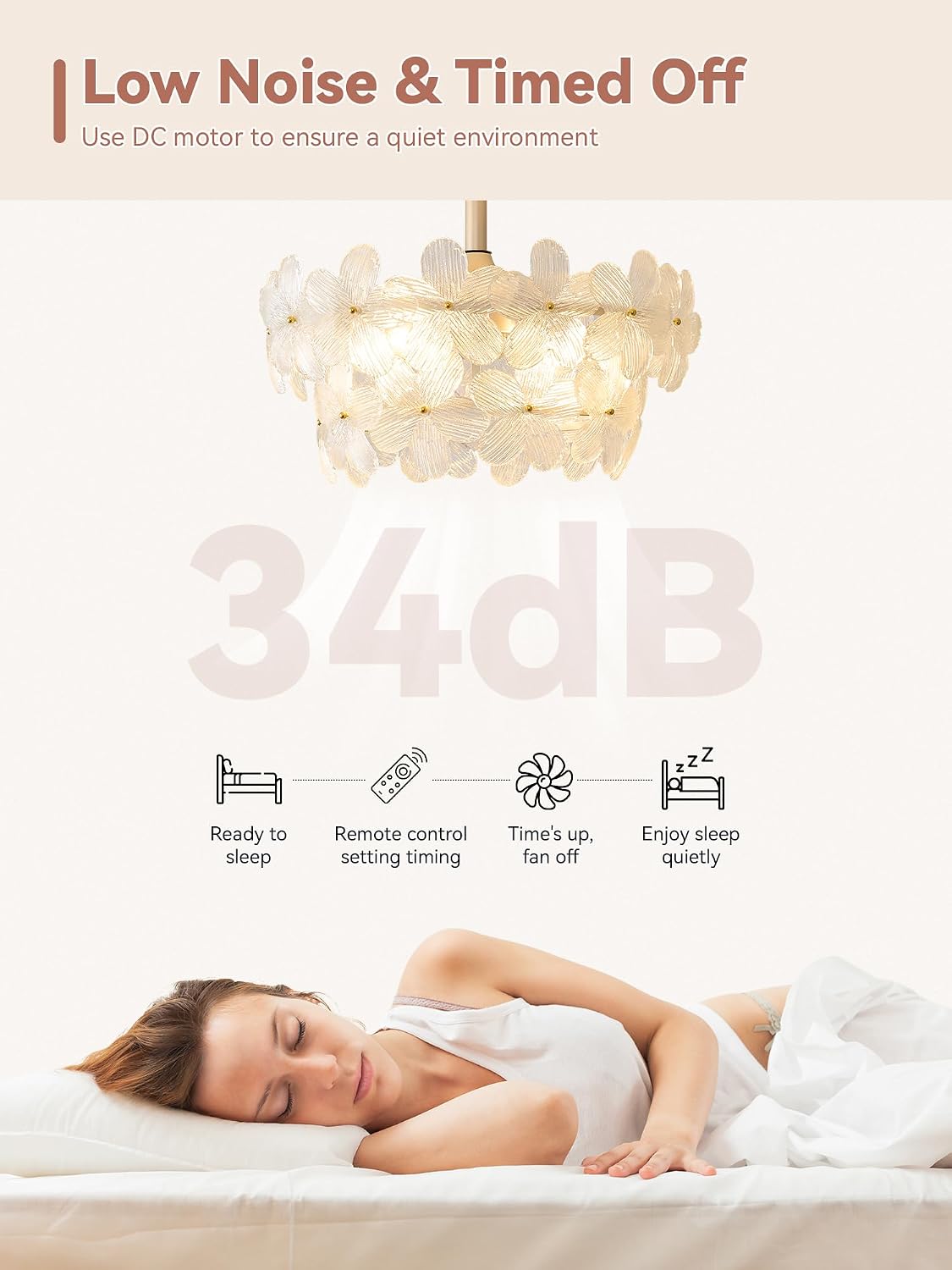 20" Gold Crystal Fandelier Ceiling Fans with Lights, Gold Flower Chandelier Ceiling Fan with Light Remote Control