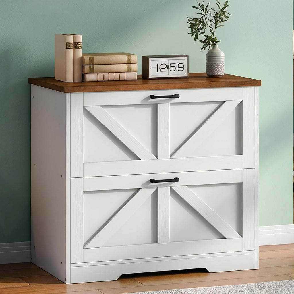 2 Drawer File Cabinet, Farmhouse Lateral Filing Cabinet for Letter/A4/Legal Size, Large Wooden Office Storage
