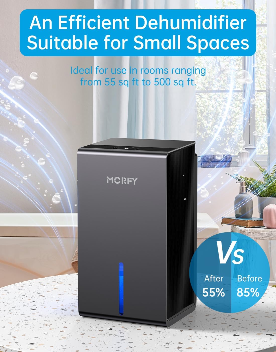 Dehumidifier, Small Dehumidifier for Bedroom Bathroom RV with Auto Shut Off