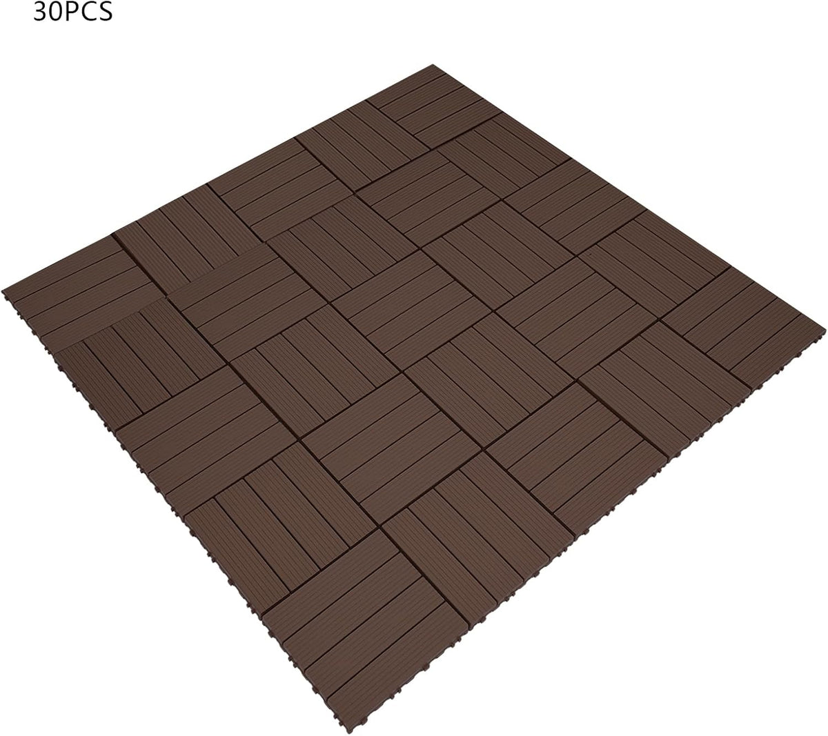 Interlocking Deck Tiles, 30Pcs 11.8"x11.8" Outdoor Water-Repellent Flooring Tiles Plastic Interlocking Patio Deck Tiles