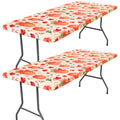 2 Pack Rectangle Spandex 6FT Elastic Fitted Thanksgiving Tablecloth