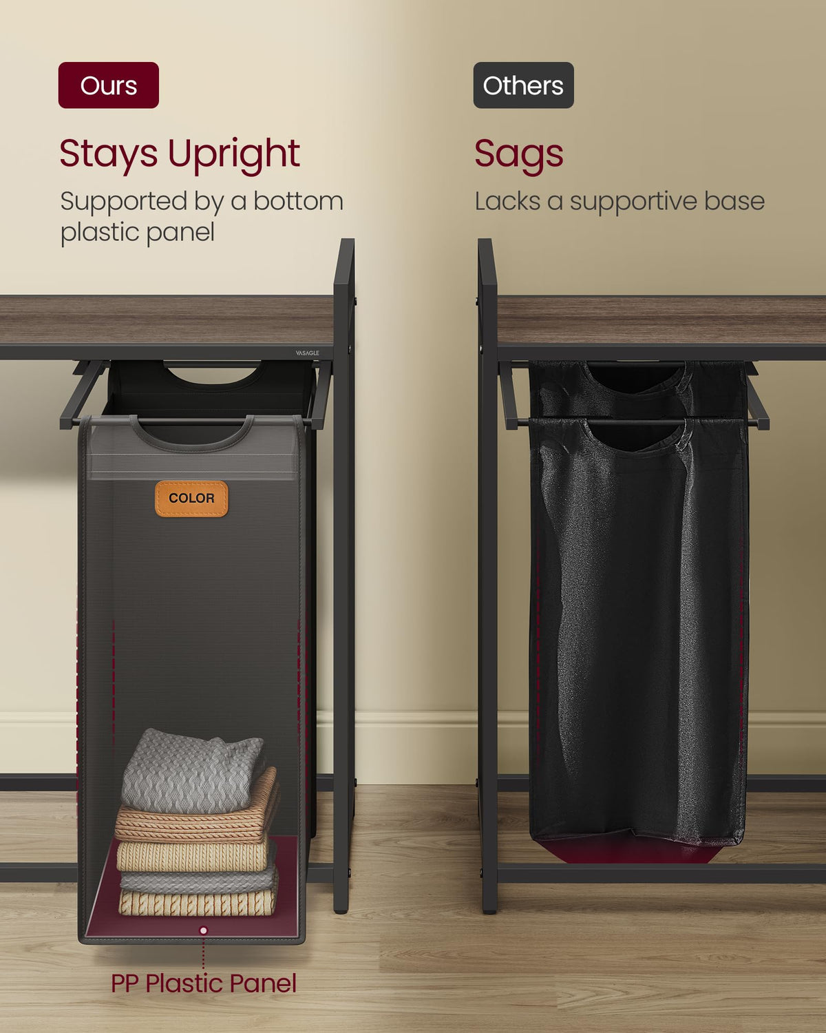 Laundry Hamper 2 Section, Laundry Sorter, 26.4 Gal. (100 L)