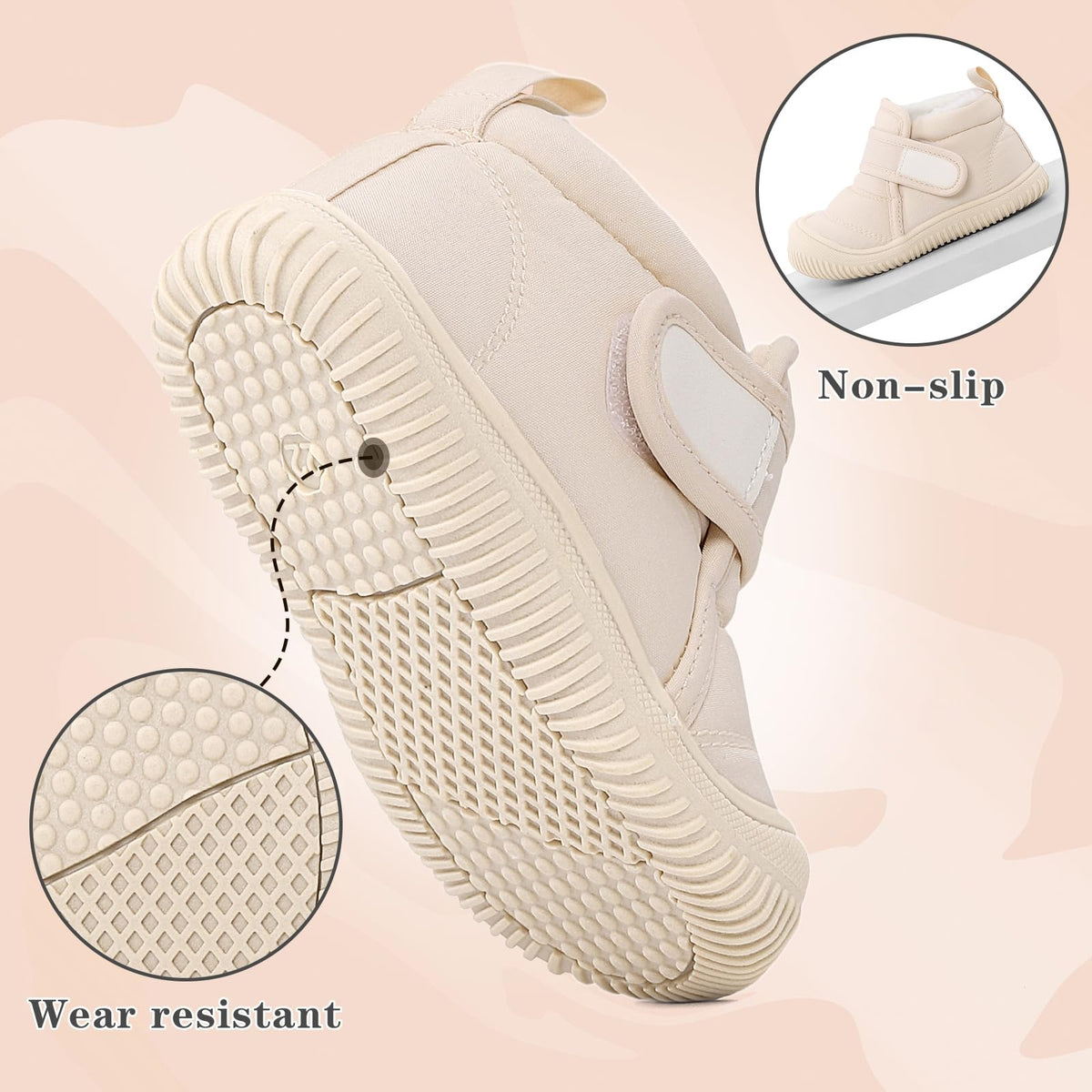 Baby Winter Warm Shoes for Infant Boys Girls Toddler Plush Lining Snow Boots Soft Sole Non-Slip Walking Shoes Outdoor