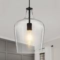 9.3" Blown Glass Pendant Lighting for Kitchen Island,Black Large Pendant Light Fixture with blown Thickened Glass,1