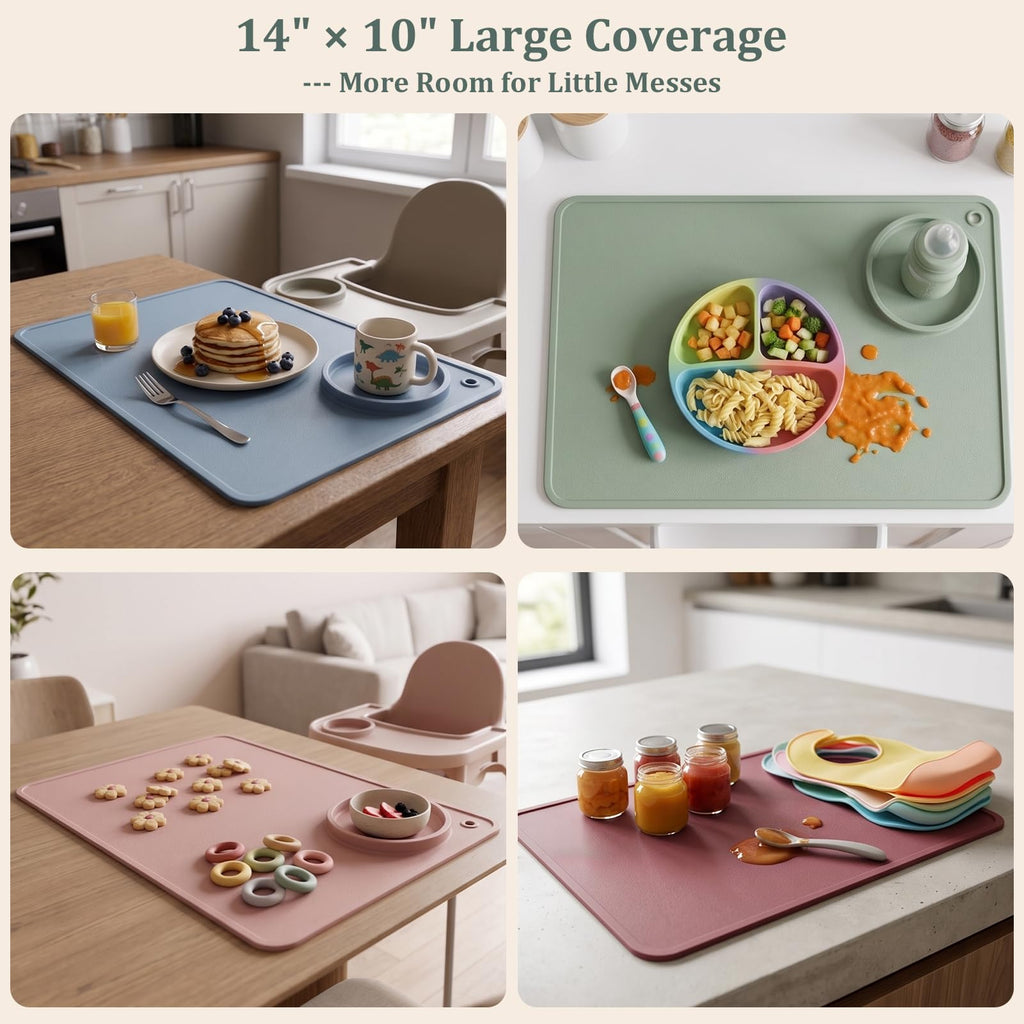 Baby Placemats for Kids, 2 Pack Toddler Placemats for Dining Table