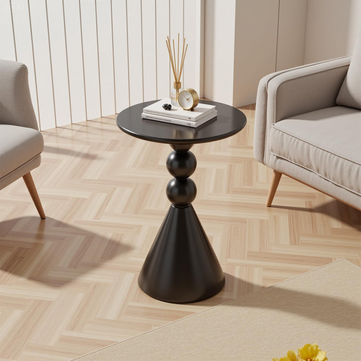 Inspired Saarinen Style Metal Round Martini Table, Vintage Drum Side, Modern Nightstand Accent Pedestal Tables Coffee Tables for Small Space
