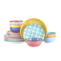 Ceramic Dinnerware Sets for 6, 18 Pieces Plates and Bowls Set, Scratch Resistant Dishes Set, Dishwasher&Microwave