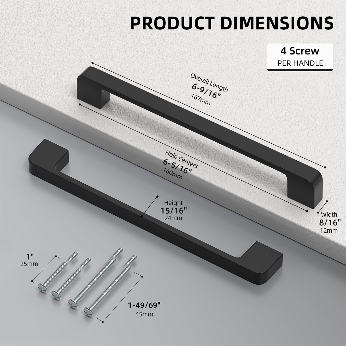 Black Cabinet Handles 6-5/16" Matte Black Cabinet Pulls 10 Pack