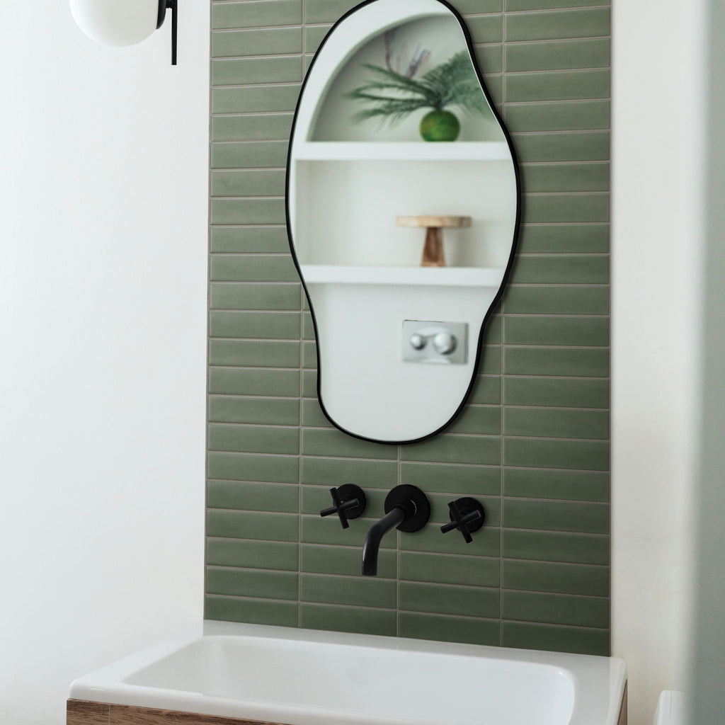 Peel and Stick backsplash, Stacked Olive Green, 11.43"x9"