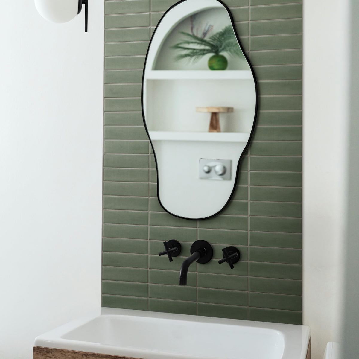 Peel and Stick backsplash, Stacked Olive Green, 11.43"x9"