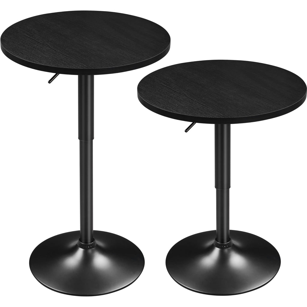 Round Bar Table Set of 2, Adjustable 27.5-36" Height, Full Black