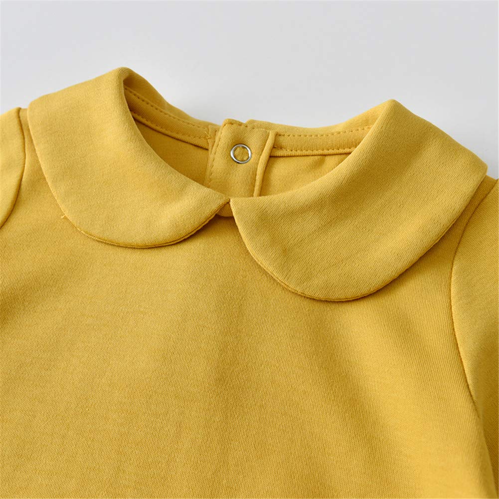 Newborn Baby Infant Unisex Cotton Long-Sleeve Solid Peter Pan Collar Jumper Bodysuits Outfits