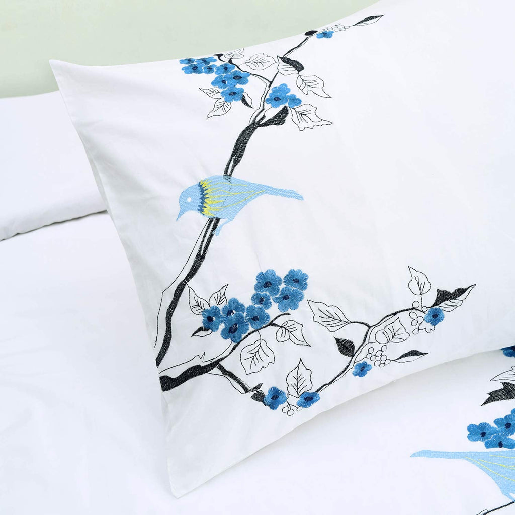 Cherry Garden Cotton 200 Thread Count Duvet Cover Set, Comforter Cover, Bed Essentials, Embroidered Cherry Tree with