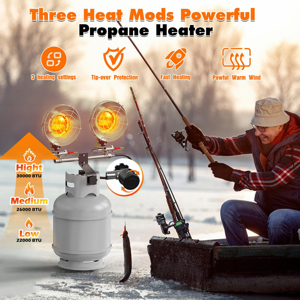 Propane Heater, Portable Propane Heater for Outdoor Use with 3 Adjustable Modes and Safety Shut-off Valve