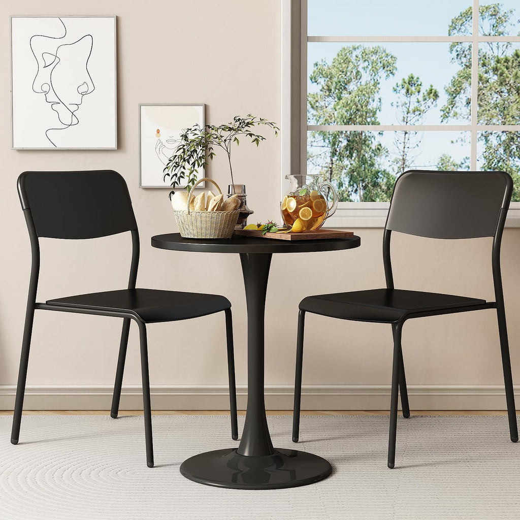 Inspired Saarinen Style Modern Black Round Dining Table 31.5 inch, Black Tulip Round Table for Two People, Mid Century Round Coffee Table