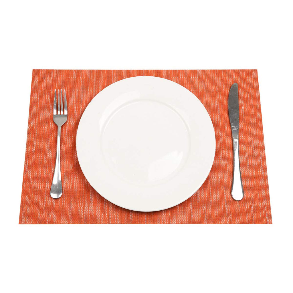 Orange Fall Placemats Set of 6 Woven Vinyl Autumn Place Mats