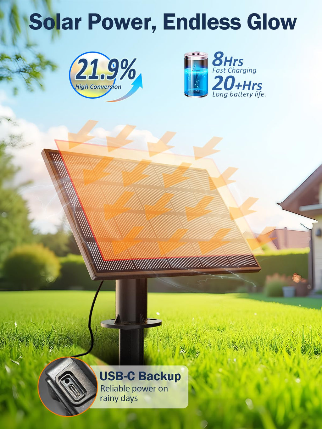 Solar String Lights Outdoor, Dimmable Patio Lights Solar Powered with Remote & USB Port 35+1 LED Shatterproof