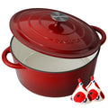 Enameled Cast Iron Dutch Oven, 6QT Pot with Lid, Cherry Red