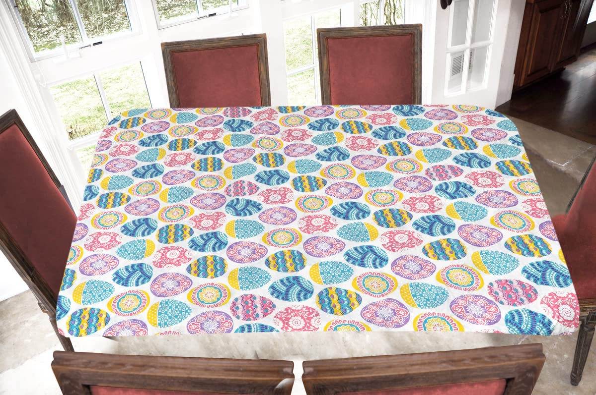 Deluxe Elastic Edged Flannel Backed Vinyl Fitted Table Cover - Easter Pattern - Round Oblong Oval - Fits Tables up to