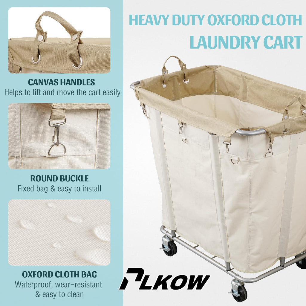 320L Rolling Laundry Cart with Wheels, Beige