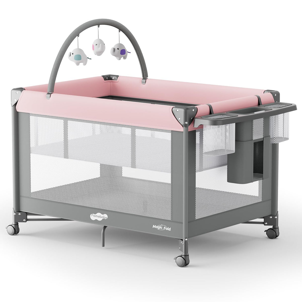 Play Yard - Travel Crib with Mattress, Easy Setup Small Portable Playpen for Babies, Lightweight Foldable Baby