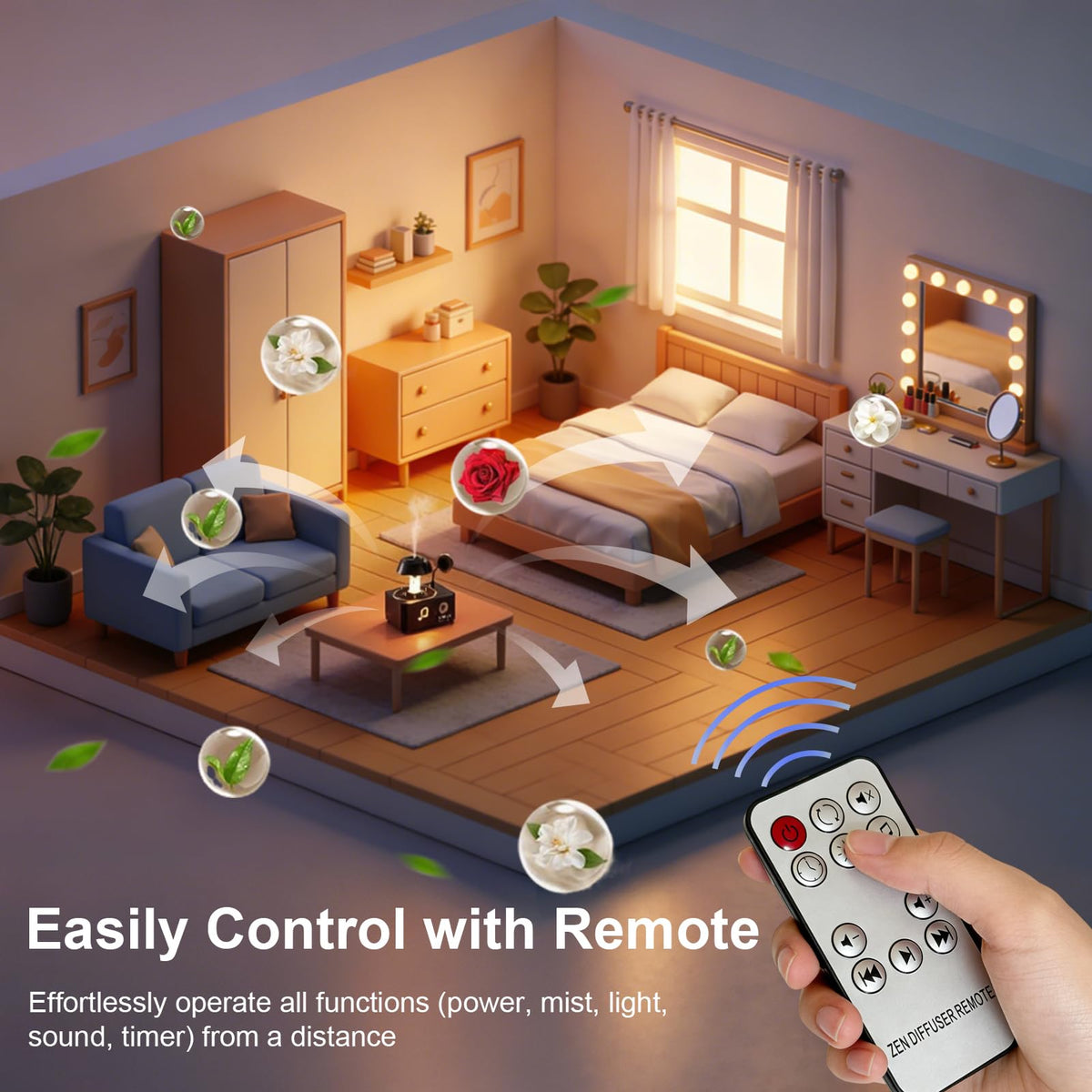 Raindrop Aroma Diffuser Room Humidifier with White Noise, 7-Color Air Mist Essential Oil Diffuser Sleep Sounds Aroma