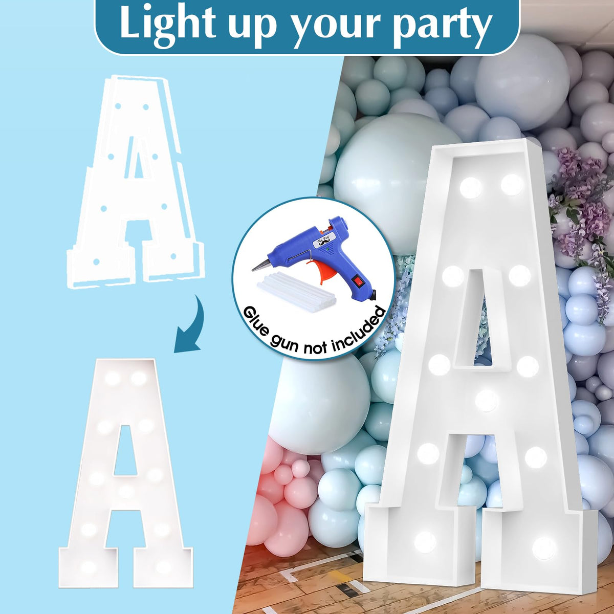 Easy-Assemble 4FT Cool White Marquee Light Up Letter H