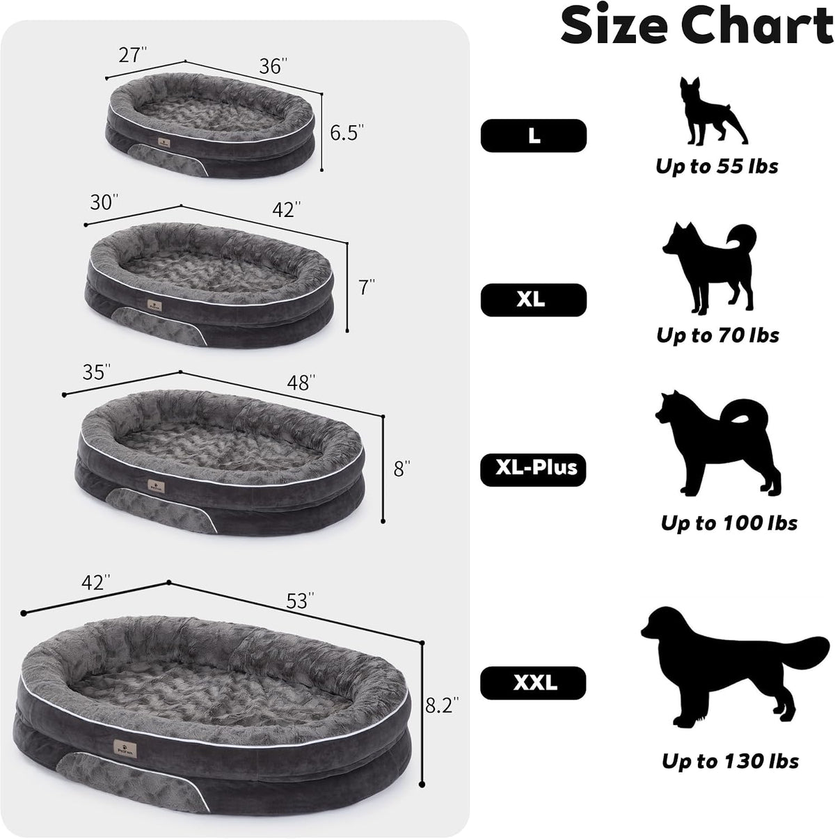 Orthopedic Dog Bed Couch for XLarge Plus Sized Pets with Egg Foam Support, Four-Sided Bolster Cushions, Soft