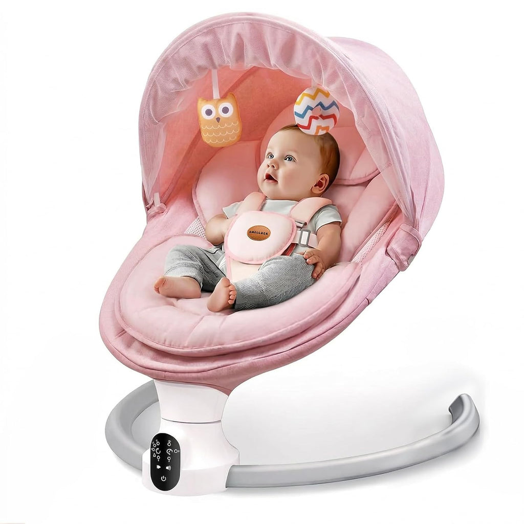 Swing for Infants - Electric Baby Rocker with Exclusive App Function, Upgraded 5 Point Harness, Bluetooth Support, 10
