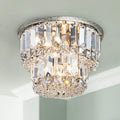 3-Light Two-Tier K9 Crystal Chandelier, Compact Modern Fixture for Dining Nooks