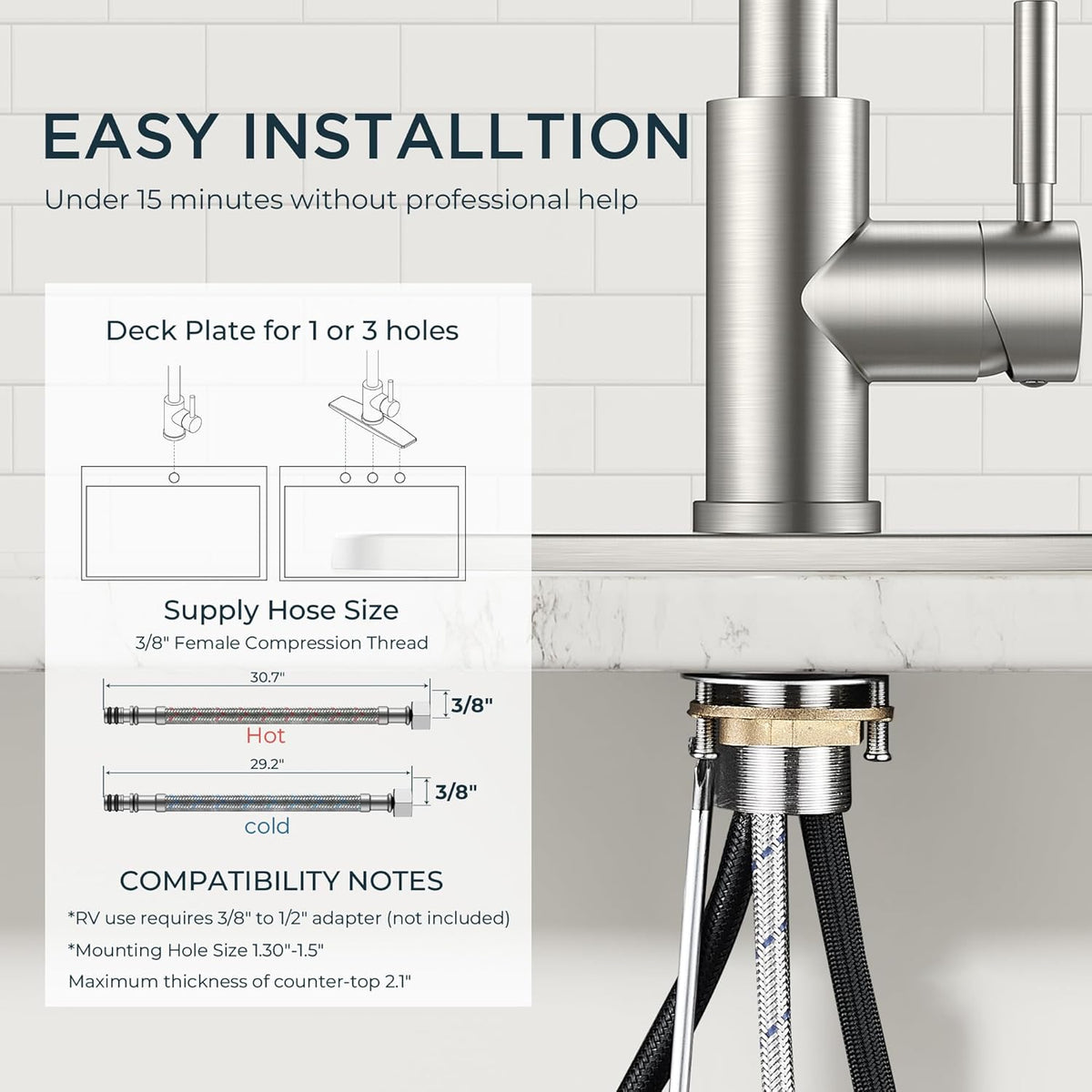 Kitchen Faucet with Pull Down Sprayer Brushed Nickel