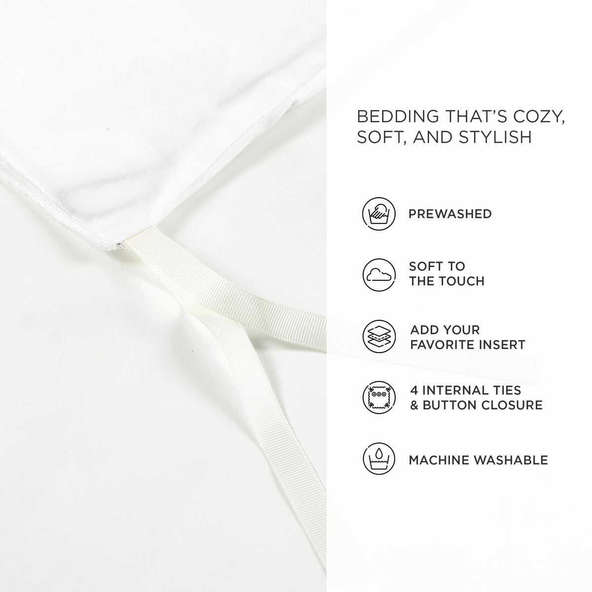 Hampton Double Flange Embroidered Contrast Edge Cotton Duvet Cover Set, 3 Piece Set, White & Black