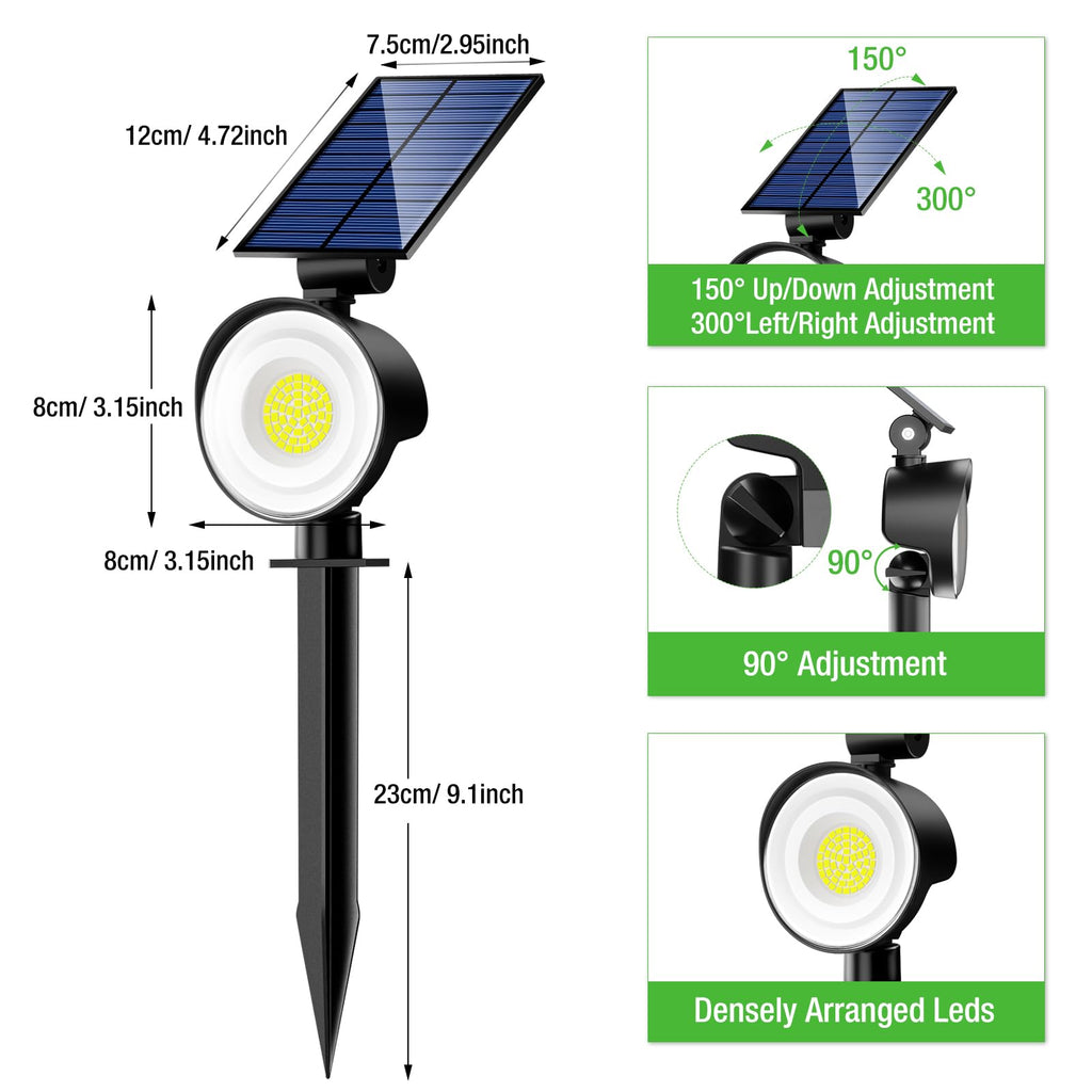 Solar Spot Lights Outdoor Waterproof, Landscape Spotlights