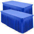 2 Packs Royal Blue Tableclothes for 8 Foot Rectangle Table, Wrinkle Free Spandex Tablecovers 8FT Stretch Fitted Table