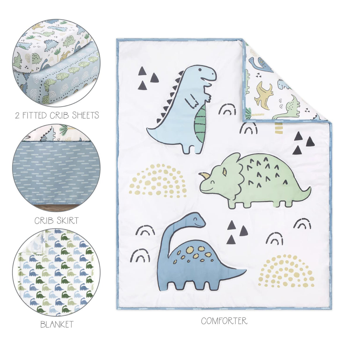 5 Piece Baby Crib Bedding Set for Boys - Newborn, Infant & Toddler Nursery Bed Set Decor with Fitted Crib Sheets